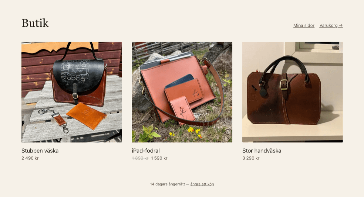 En webbutik byggd med Zukiden